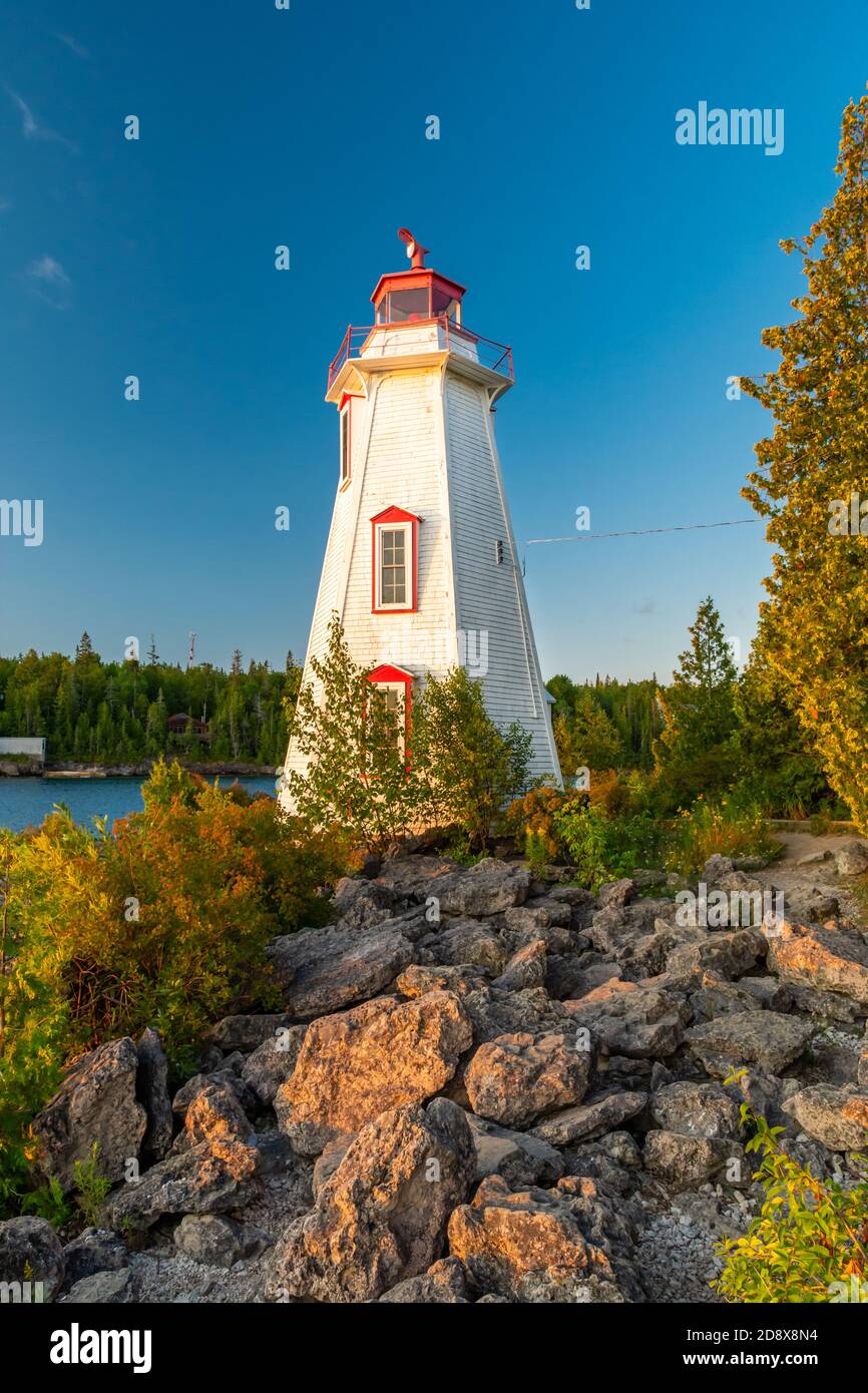 Big Tub Lighthouse Tobermory Bruce Halbinsel Kanada Stockfoto