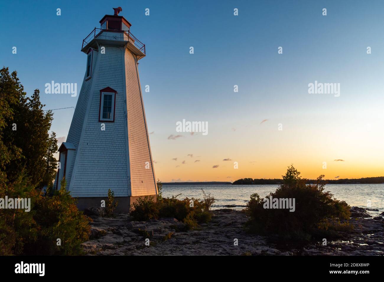Big Tub Lighthouse Tobermory Bruce Halbinsel Kanada Stockfoto