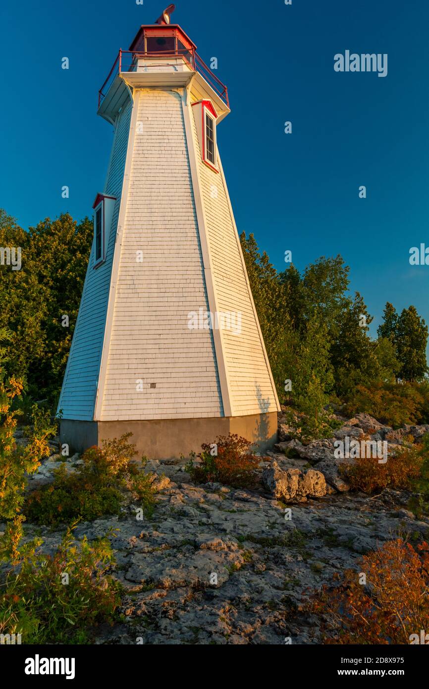Big Tub Lighthouse Tobermory Bruce Halbinsel Kanada Stockfoto