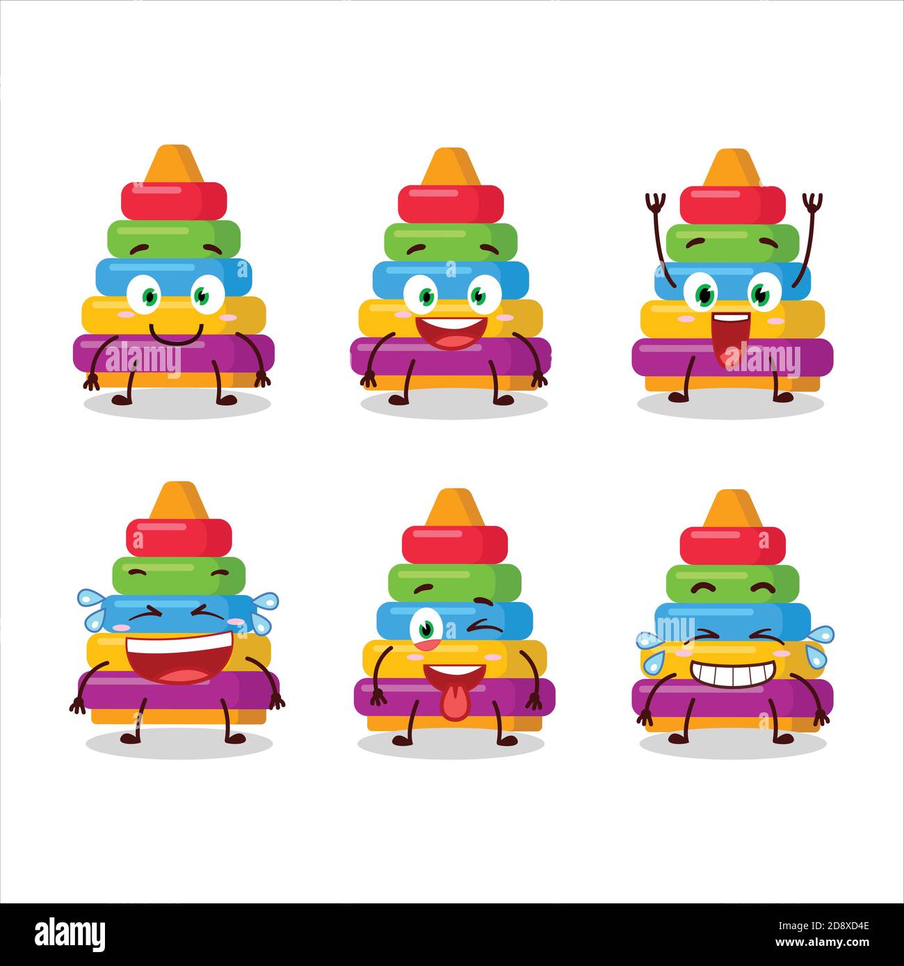 Cartoon-Charakter der Pyramide Block Spielzeug mit Lächeln Ausdruck Stock Vektor