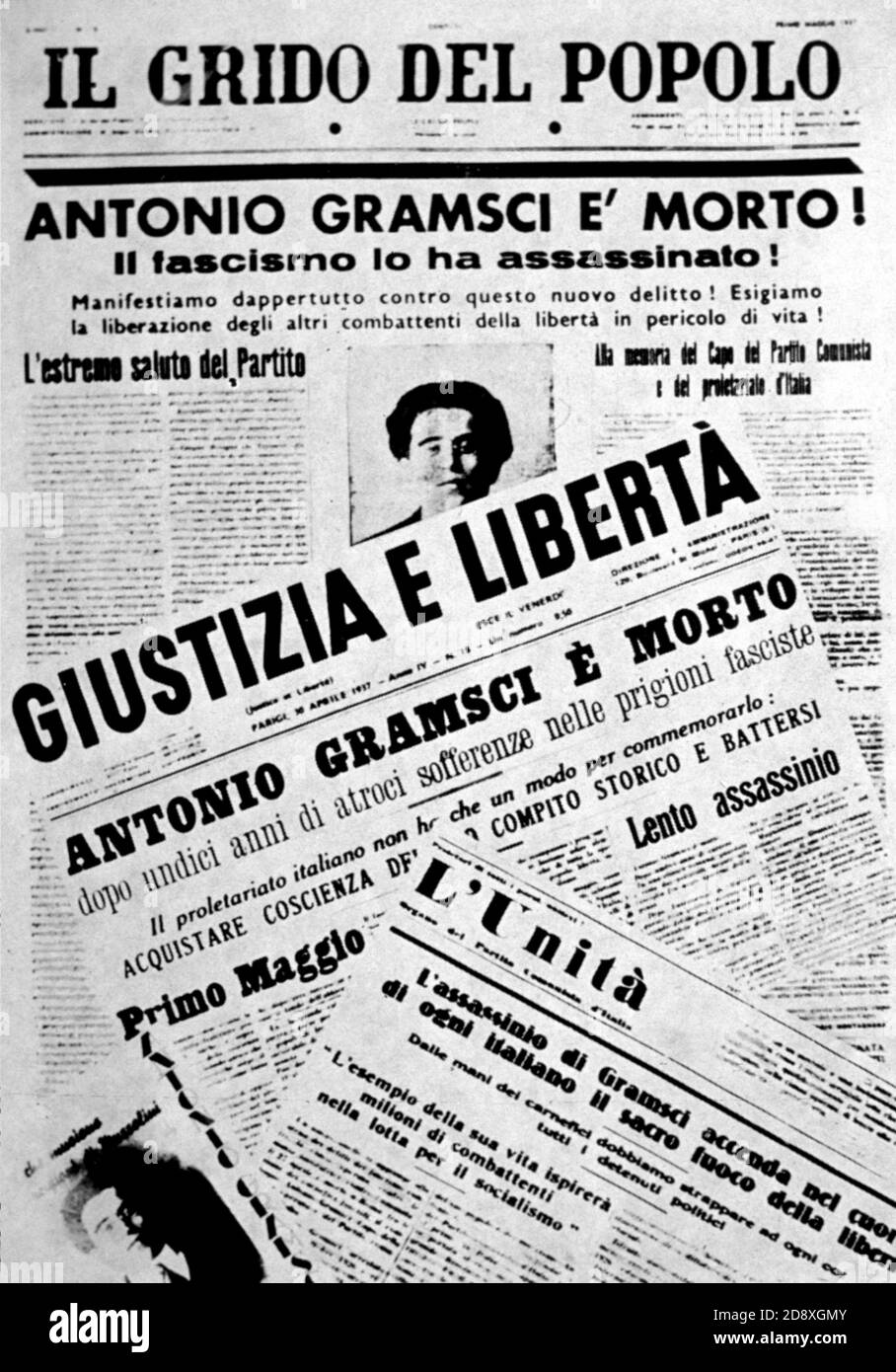 1937 ca. : ANTONIO GRAMSCI ( Ales , Oristano 1891 - Roma 1937 ) italienischer Intellektueller, Schriftsteller und Kommunist - PARTITO COMUNISTA ITALIANO - PCI - POLITICO - POLITIKER - POLITIK - POLITIK - Objektiv - occhiali da vista - GESCHICHTE - FOTO STORICHE ---- Archivio GBB Stockfoto