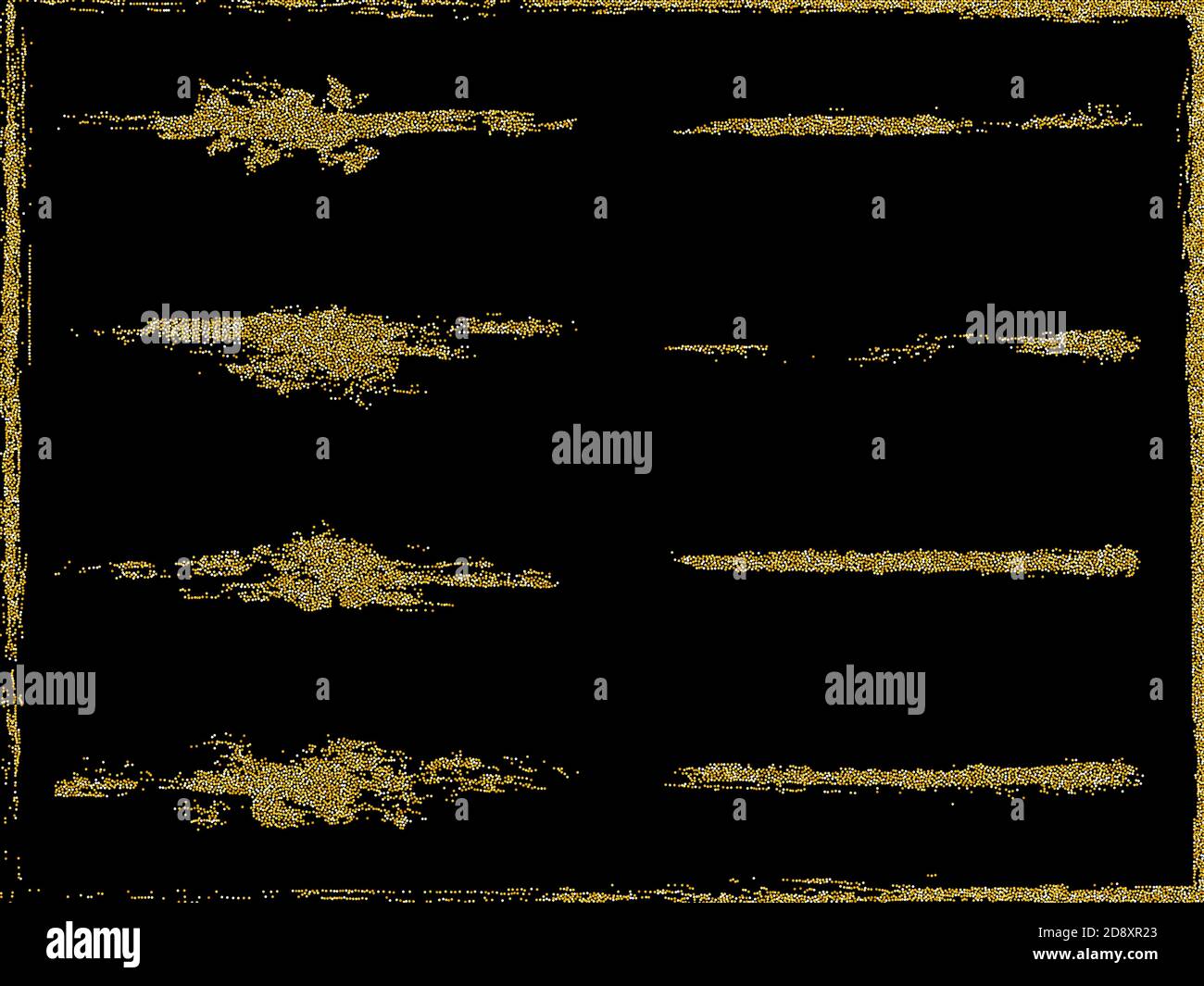 Vektor-Set von goldenen Grunge Pinselstriche. Goldpinsel Tatur. Goldfarbene Flecken. Element für Ihr Design. Stock Vektor