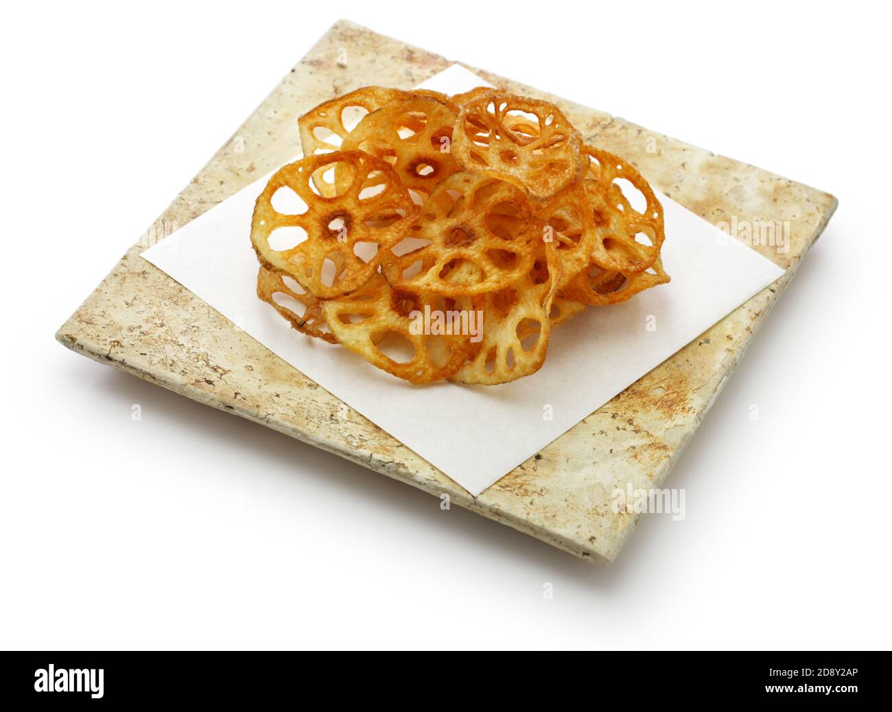 Hausgemachte knusprige Lotuswurzel-Chips Stockfoto