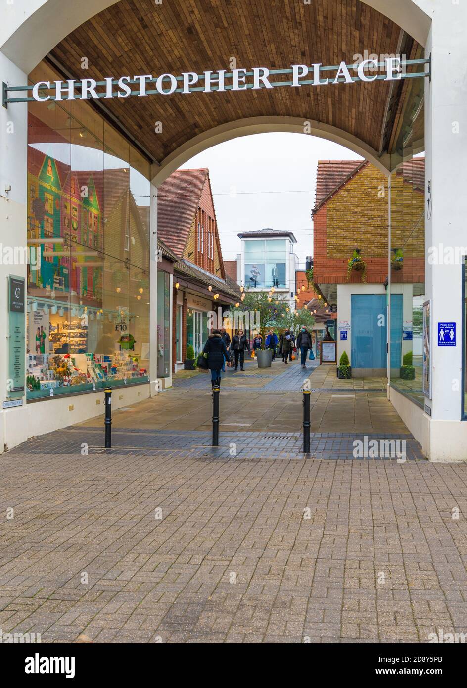 Christopher Place Einkaufszentrum im Stadtzentrum von St. Albans, Hertfordshire, England, Großbritannien Stockfoto