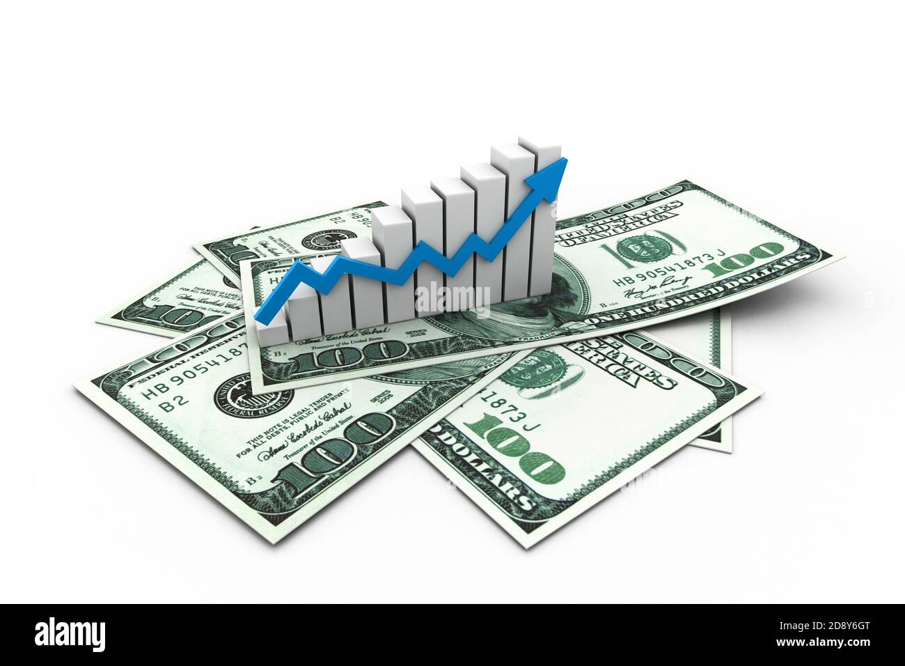 Wachstumsdiagramm mit Dollar Stockfoto