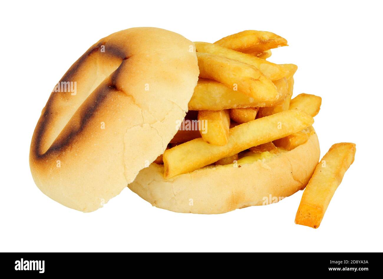 Backrohr unten Chip Sandwich isoliert auf einem weißen Hintergrund Stockfoto