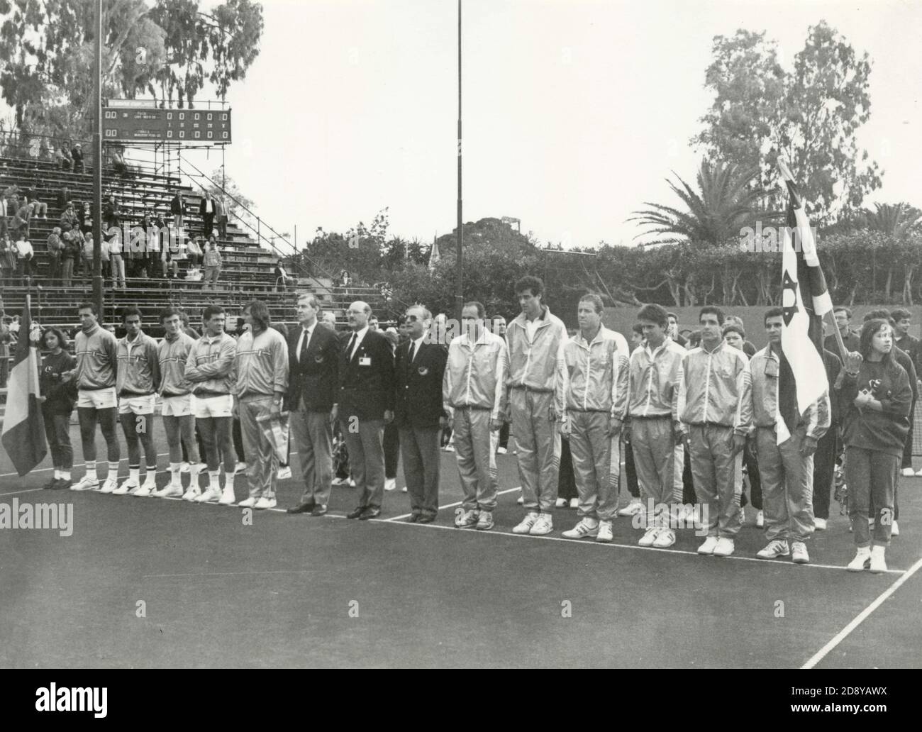 Italienische und israelische Tennismannschaften, Davis Cup 1988, Palermo, Italien 1988 Stockfoto