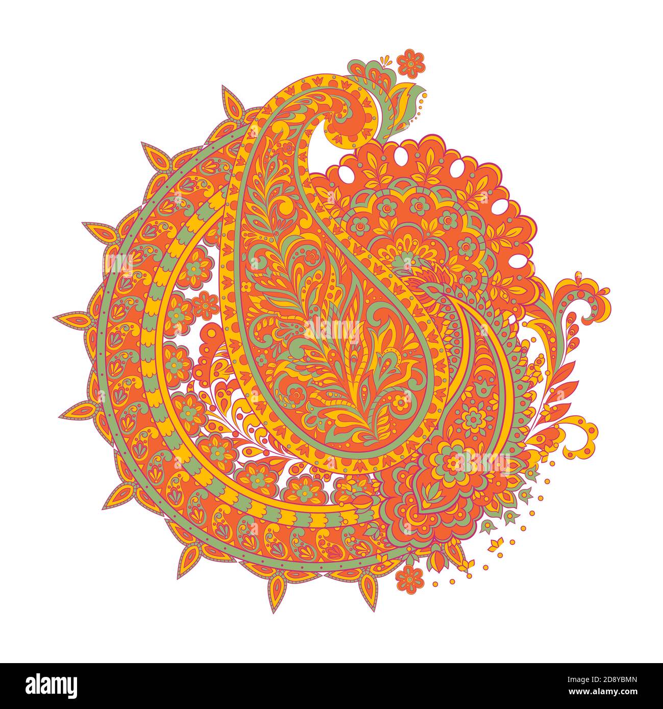 Paisley Ornamentale Motive der indischen Stoffmuster Stock Vektor