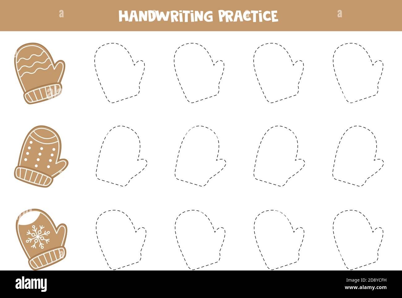 Zeichnen Konturen von Weihnachts Lebkuchen Cookies in Form von Fäustlingen. Stock Vektor