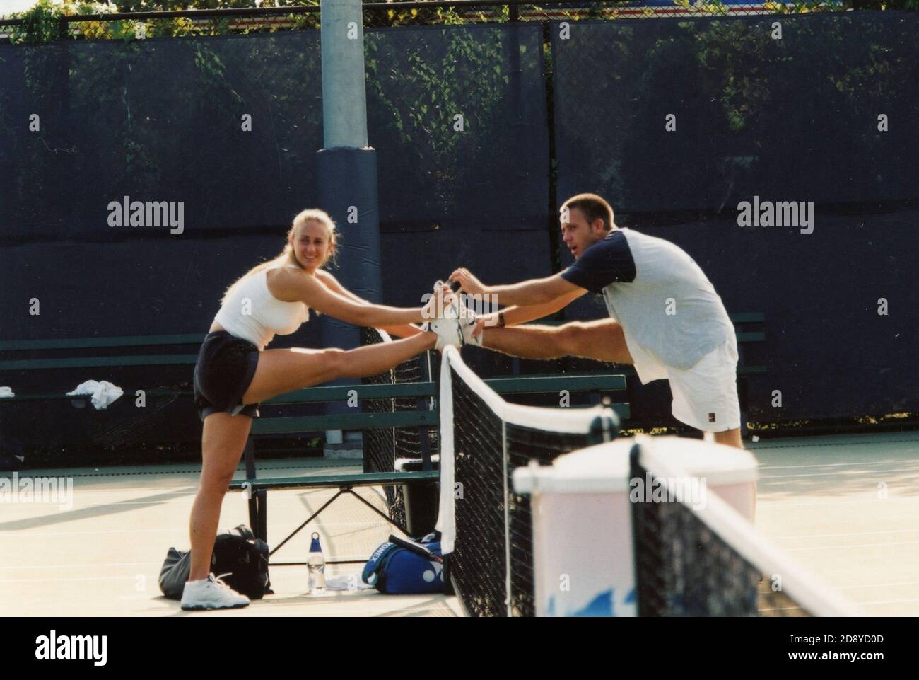 Kanadisch-amerikanisch-französische Tennisspielerin Mary Pierce und Trainer David Pierce, 1990er Jahre Stockfoto