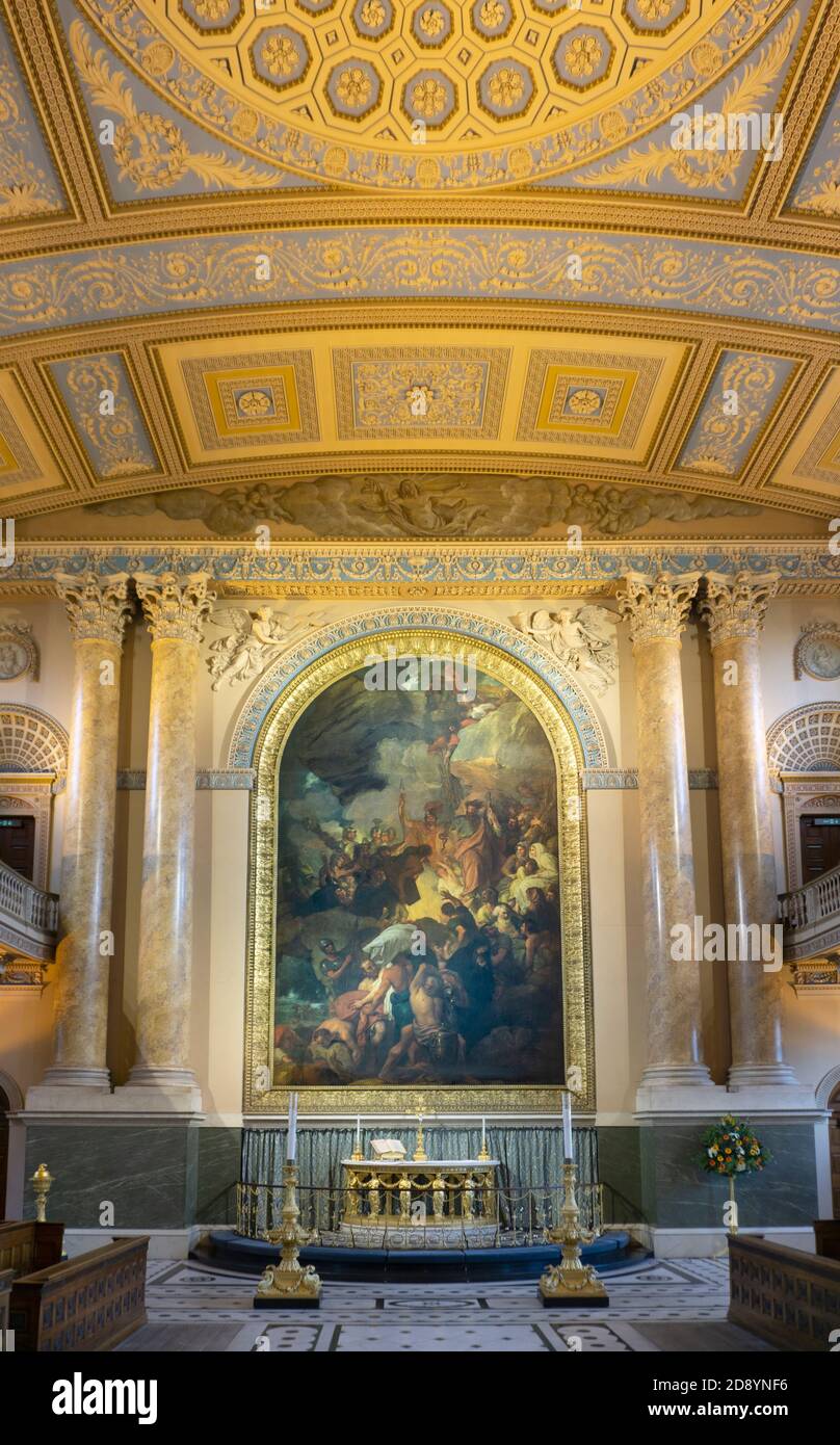 Großbritannien, Greenwich, Innenraum der Royal Naval College Kapelle, Gemälde von Benjamin West (1738-1820), Architekten: Ripley (1682-1758) & Stuart (1713-1788) Stockfoto