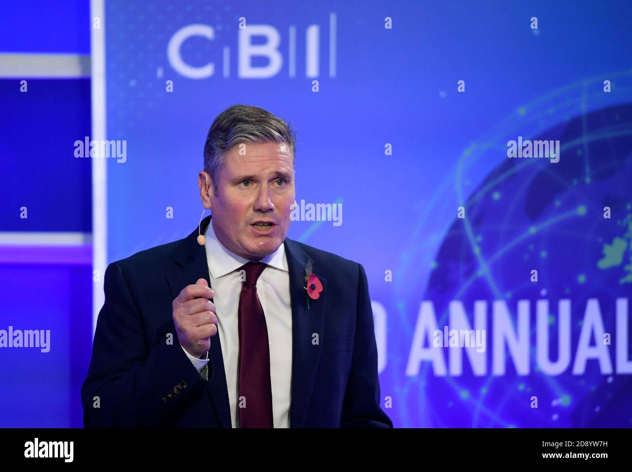 Der Parteivorsitzende der Labour Party, Sir Keir Starmer, sprach während der jährlichen CBI-Konferenz im ITN-Hauptquartier in Zentral-London. Stockfoto