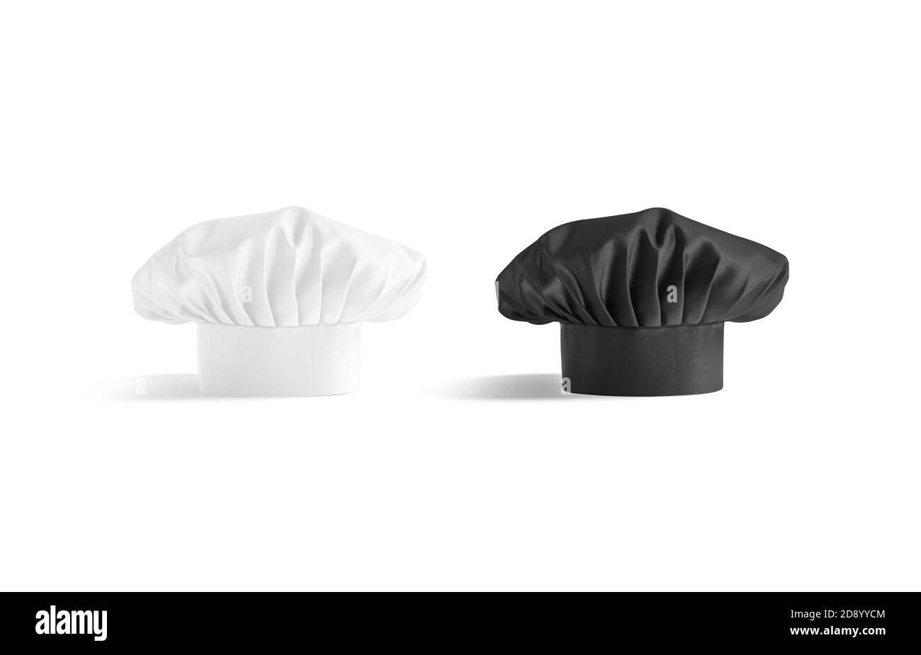 Blank schwarz und weiß toque Chef Hut mockup Stand, isoliert Stockfoto