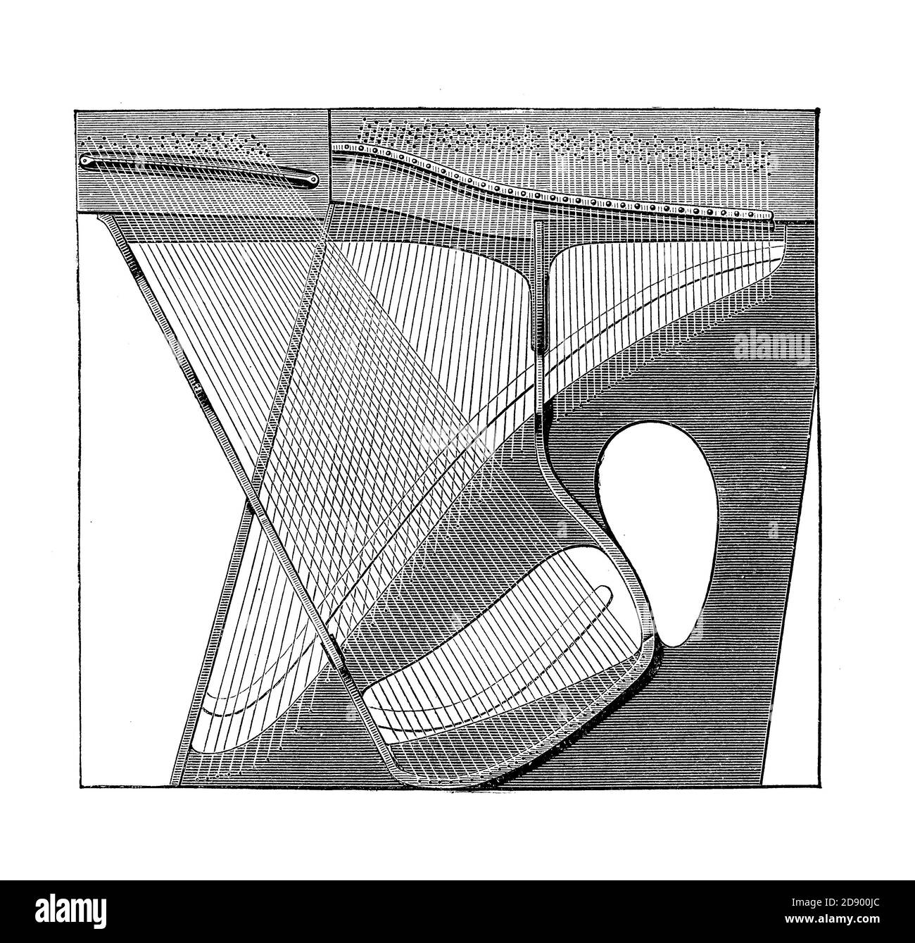 KlavierLayoutDiagramm, 19. Jahrhundert Illustration Stockfotografie
