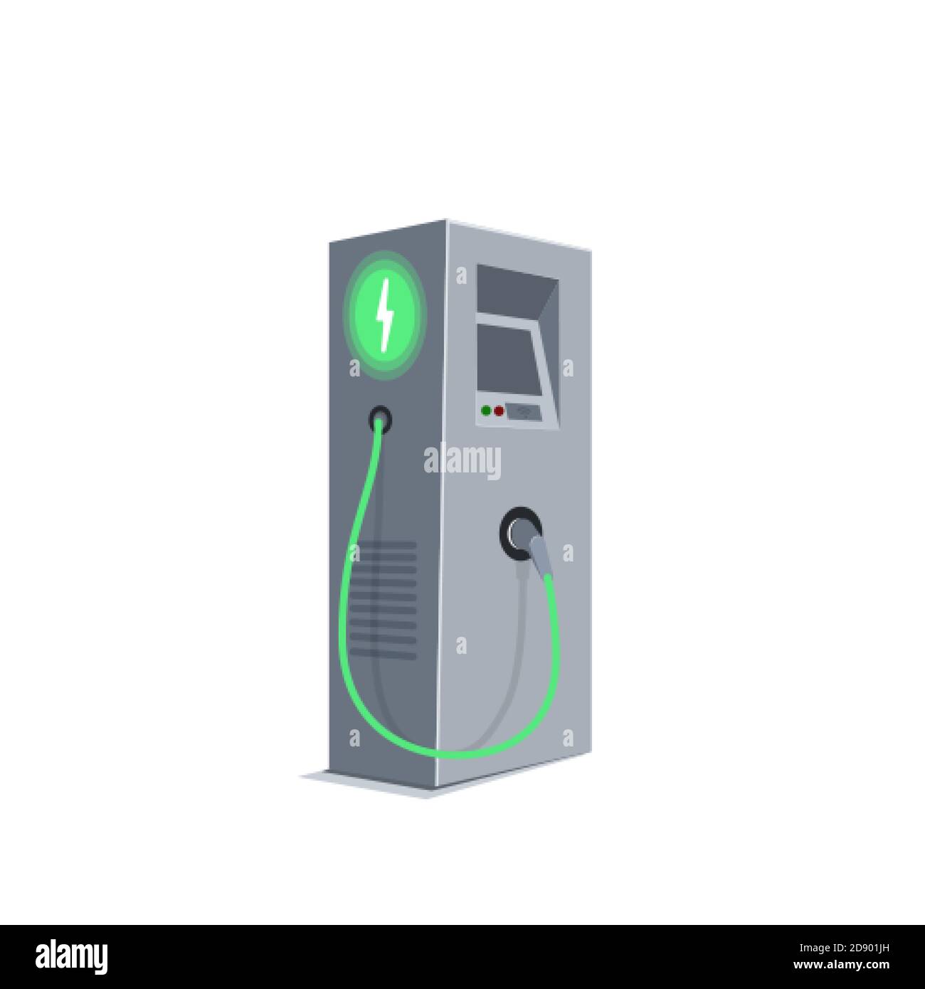 Ladestation für Elektroauto. E-Charge. Grüne Energie oder Öko-Konzept. Vektor Stock Vektor