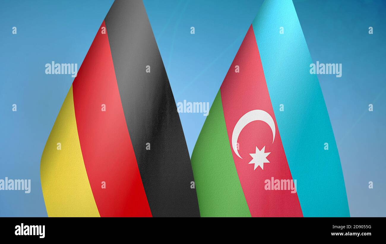 Deutschland und Aserbaidschan zwei Flaggen Stockfoto