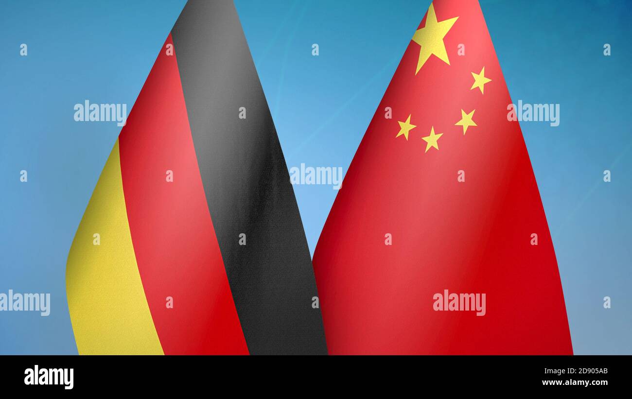 Deutschland und China zwei Flaggen Stockfoto