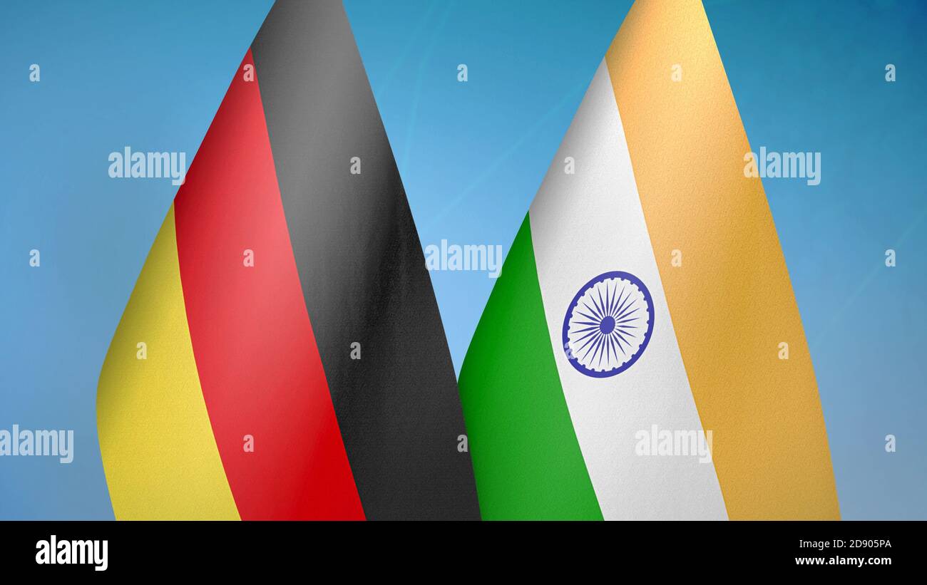 Deutschland und Indien zwei Flaggen Stockfoto