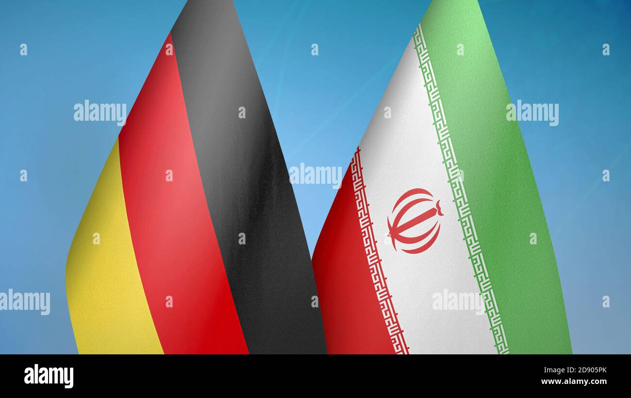 Deutschland und Iran zwei Flaggen Stockfoto