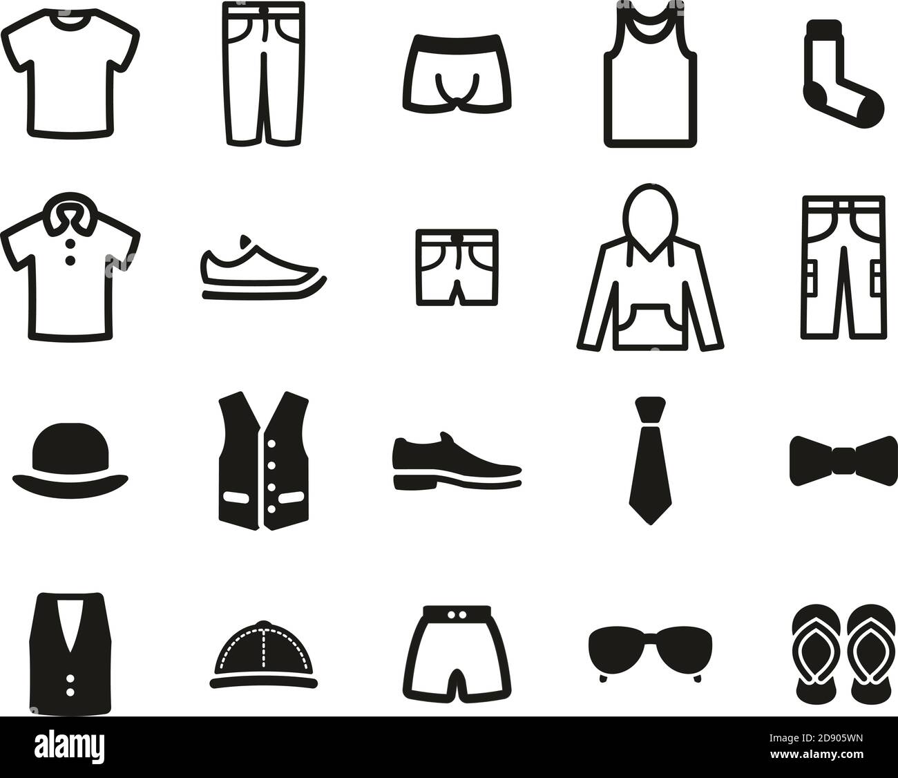 Herrenbekleidung & Accessoires Icons Schwarz & Weiß Set´s Stock Vektor