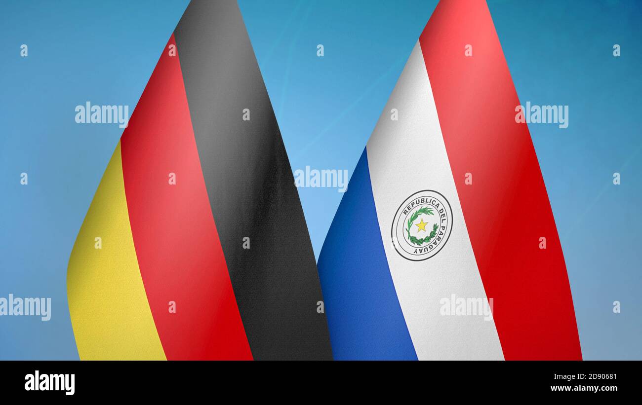 Deutschland und Paraguay zwei Flaggen Stockfoto