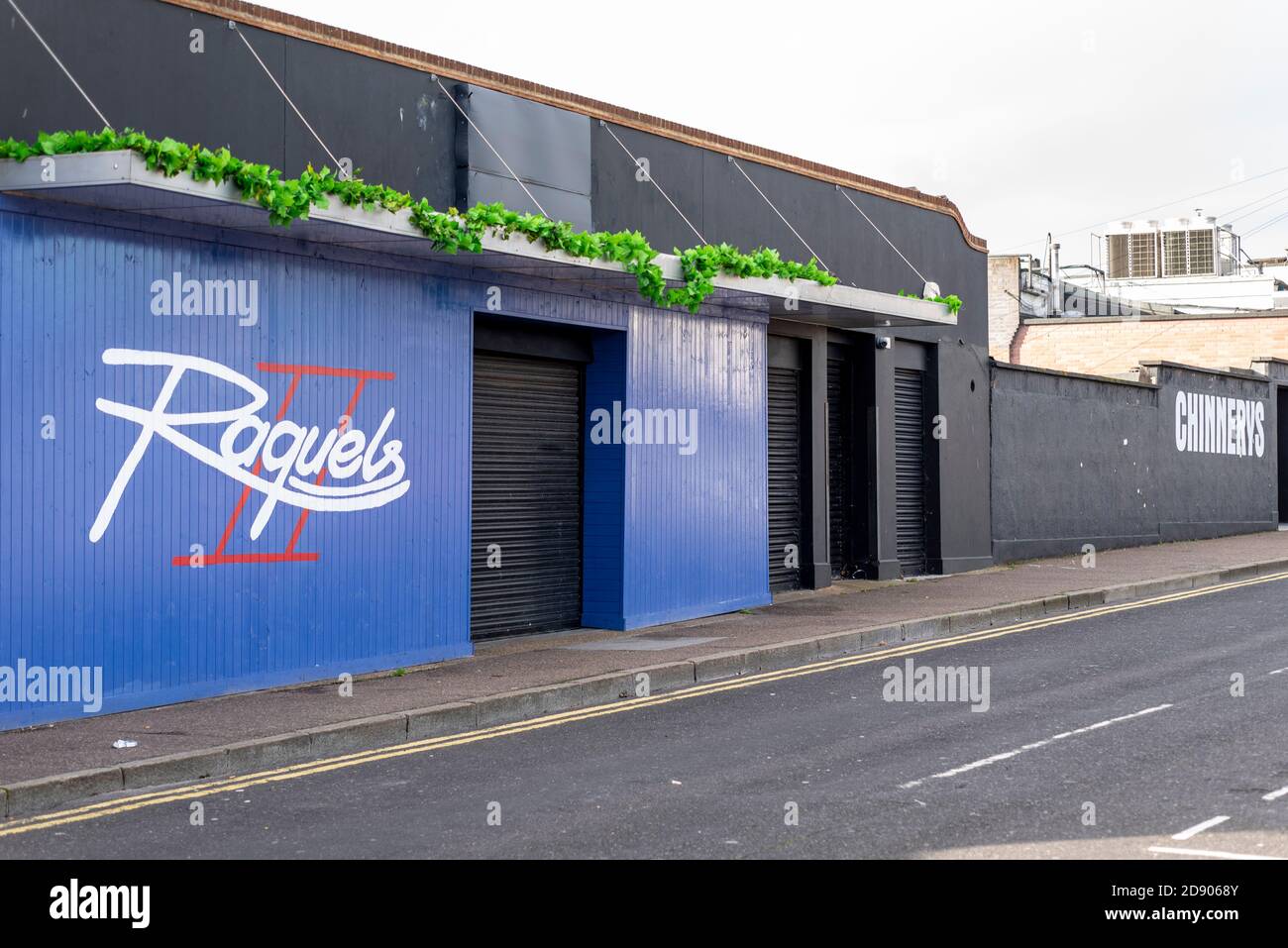 Nachbildung des Raquels Nightclub (Basildon) in Southend, Essex, für die Dreharbeiten des neuen Films Rise of the Footsoldier, The Tony Tucker Story Stockfoto