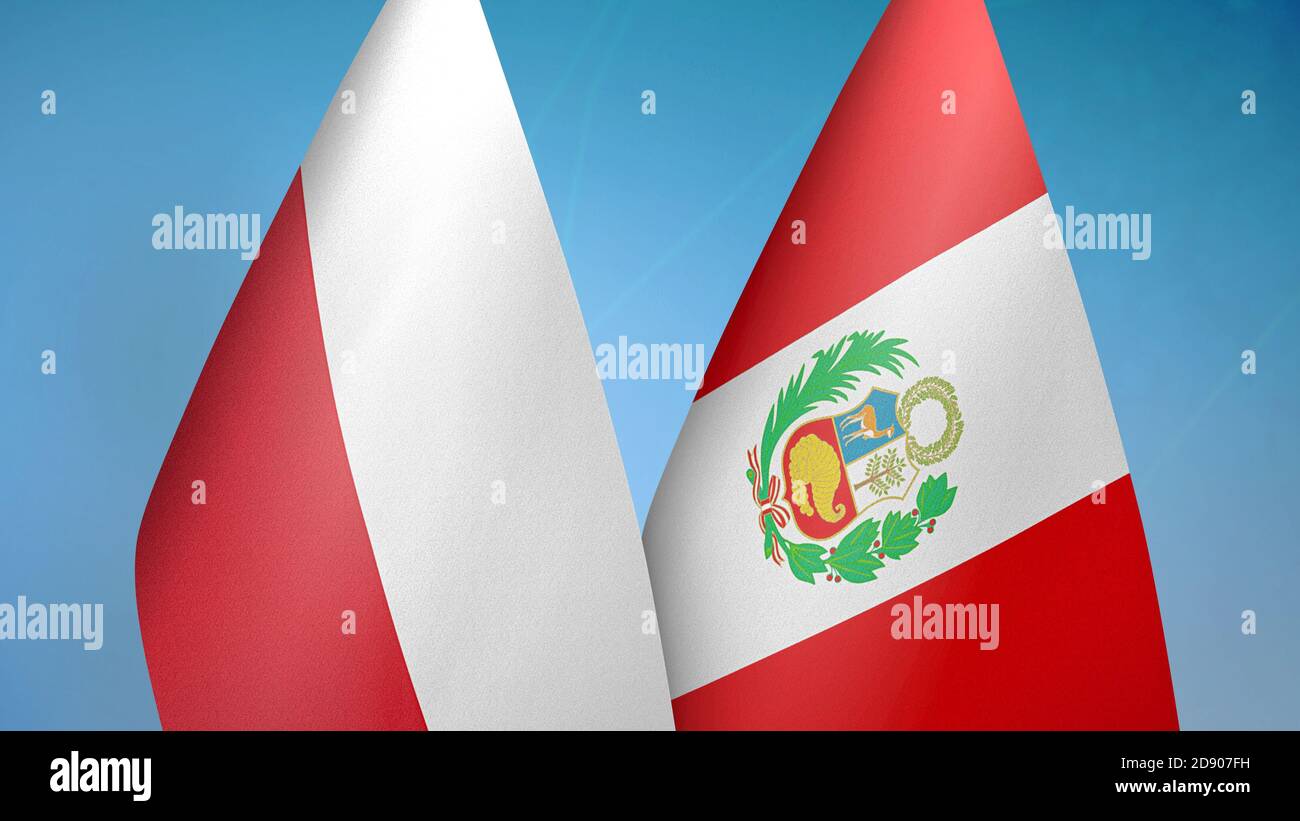 Polen und Peru zwei Flaggen Stockfoto