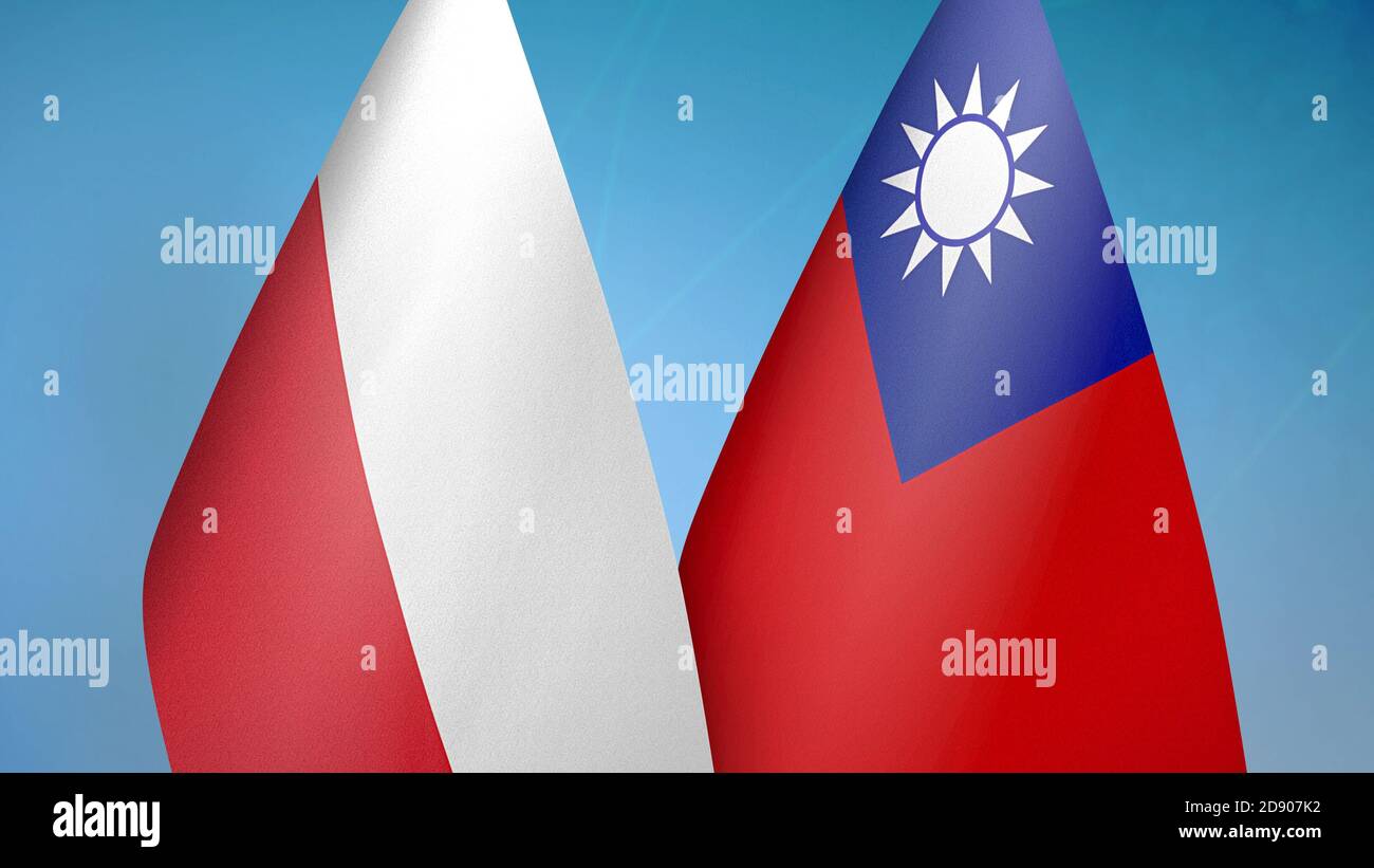 Polen und Taiwan zwei Flaggen Stockfoto