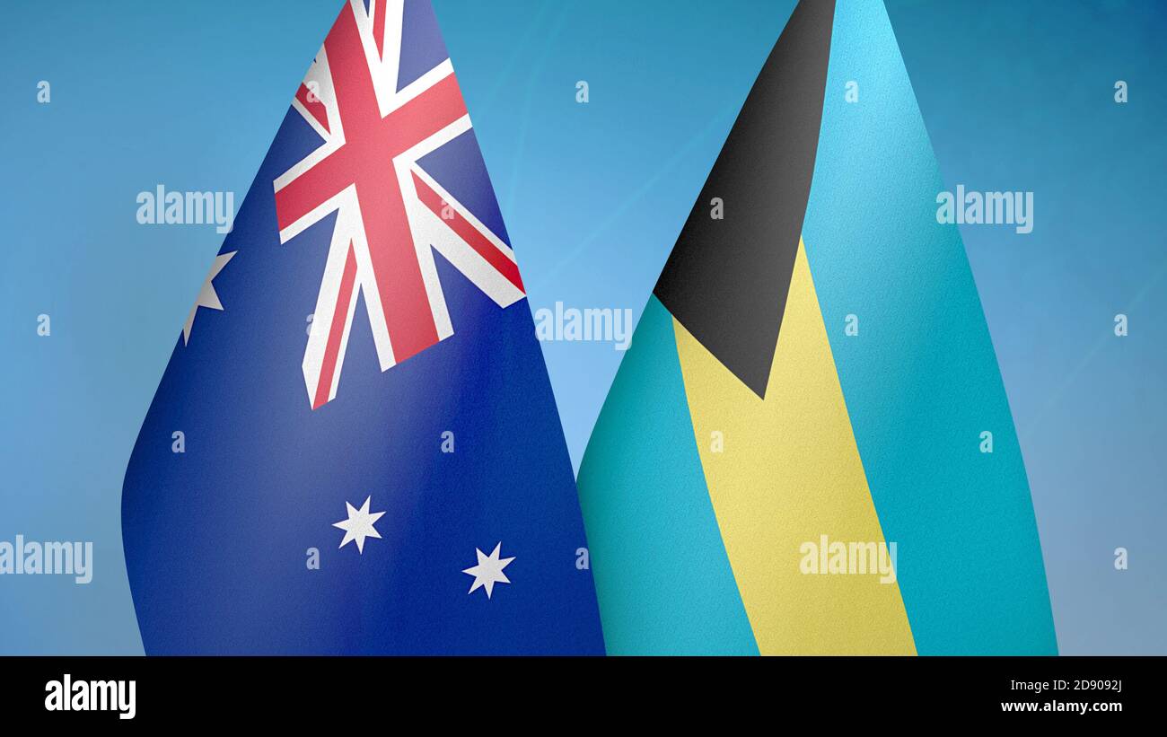 Australien und Bahamas zwei Flaggen Stockfoto
