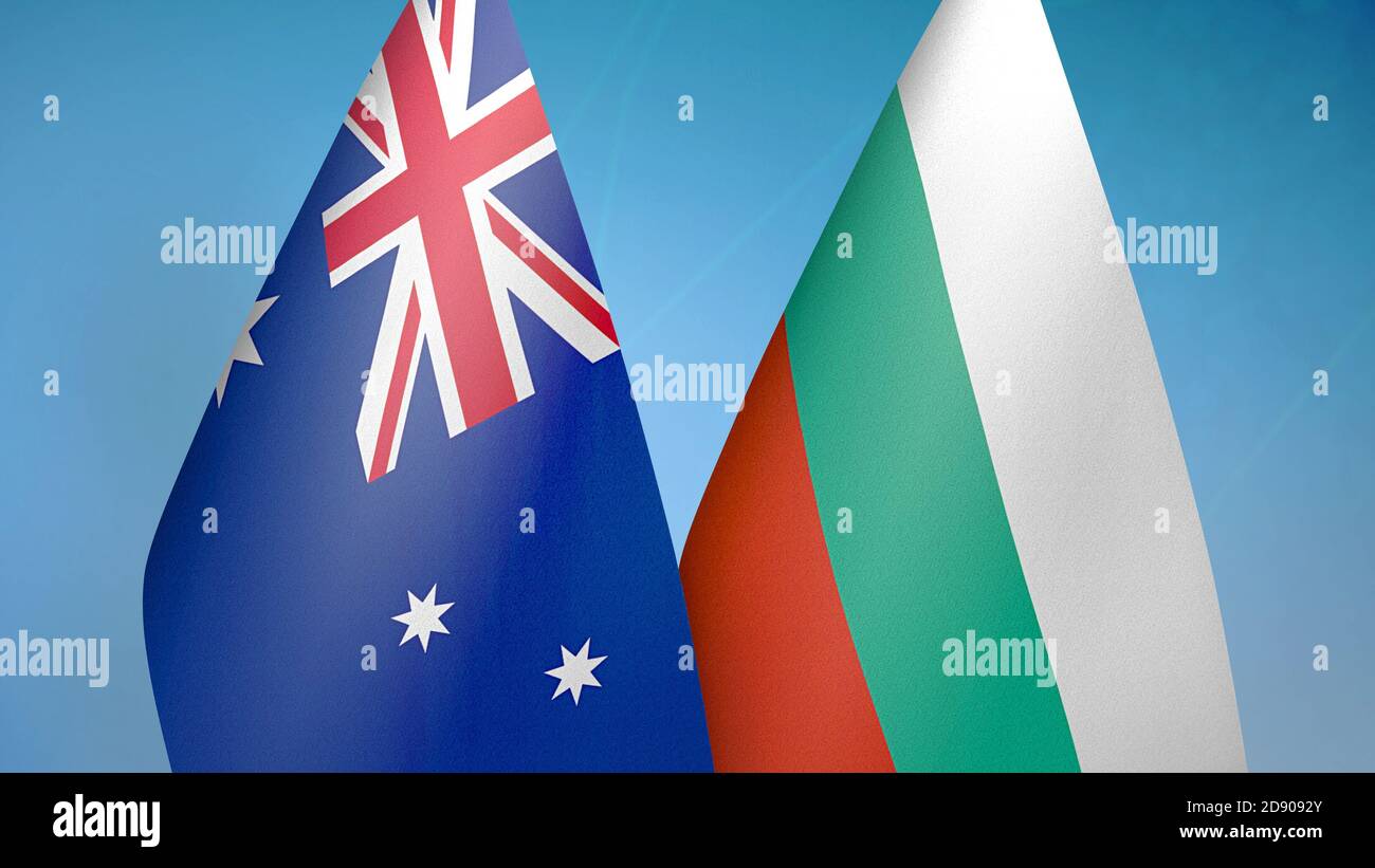 Australien und Bulgarien zwei Flaggen Stockfoto