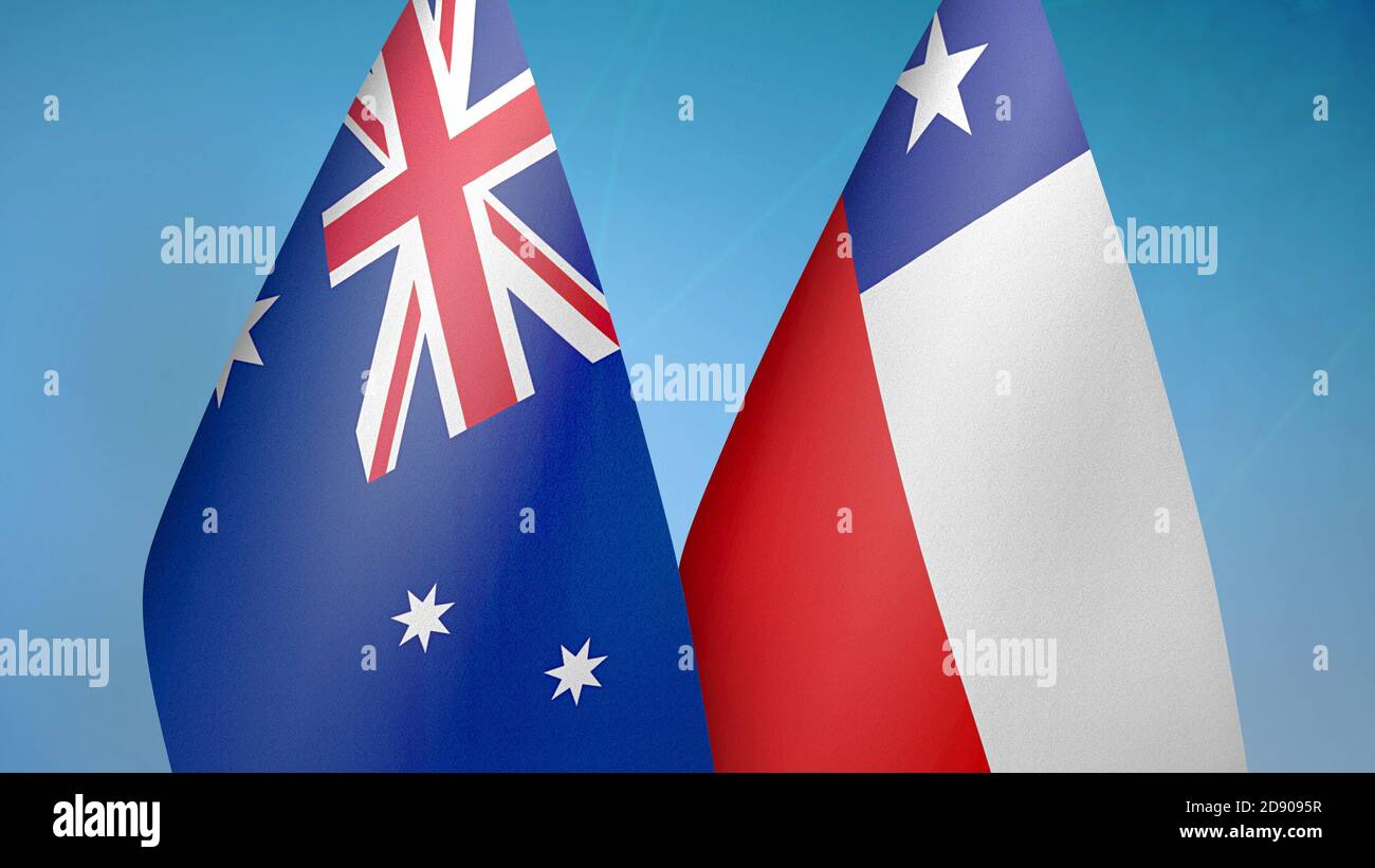 Australien und Chile zwei Flaggen Stockfoto