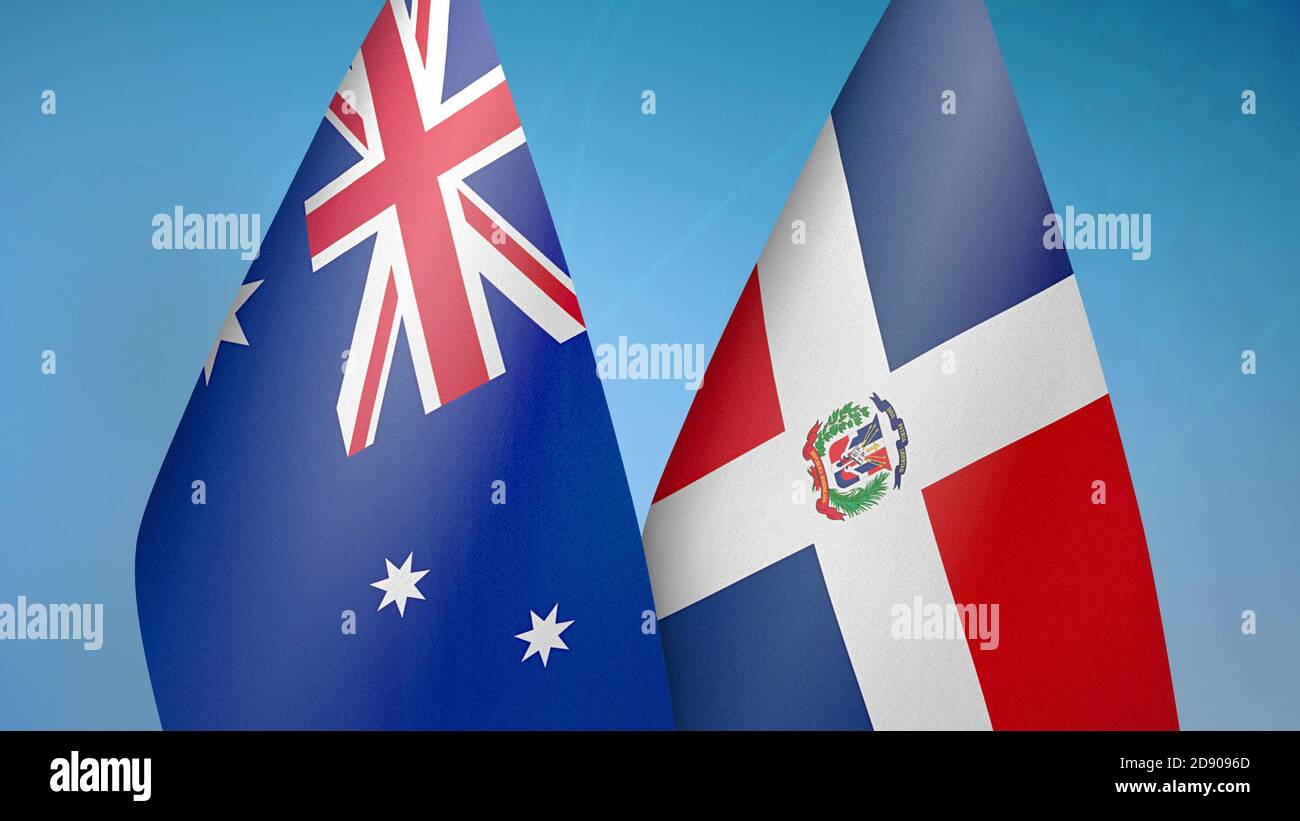 Australien und Dominikanische Republik zwei Flaggen Stockfoto