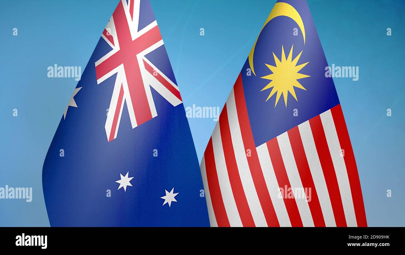 Australien und Malaysia zwei Flaggen Stockfoto