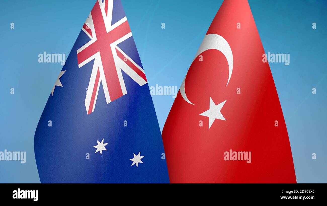 Australien und Türkei zwei Flaggen Stockfoto