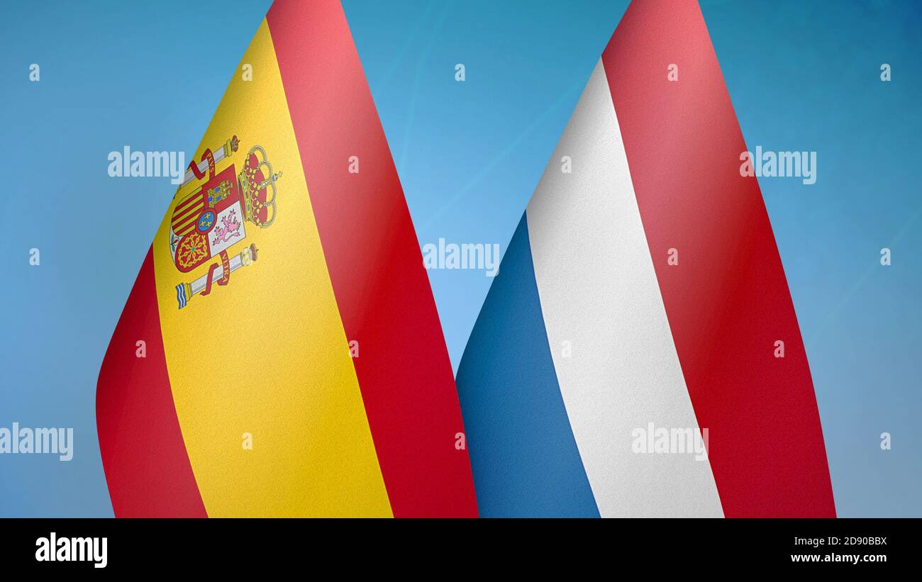 Spanien und Niederlande zwei Flaggen Stockfoto