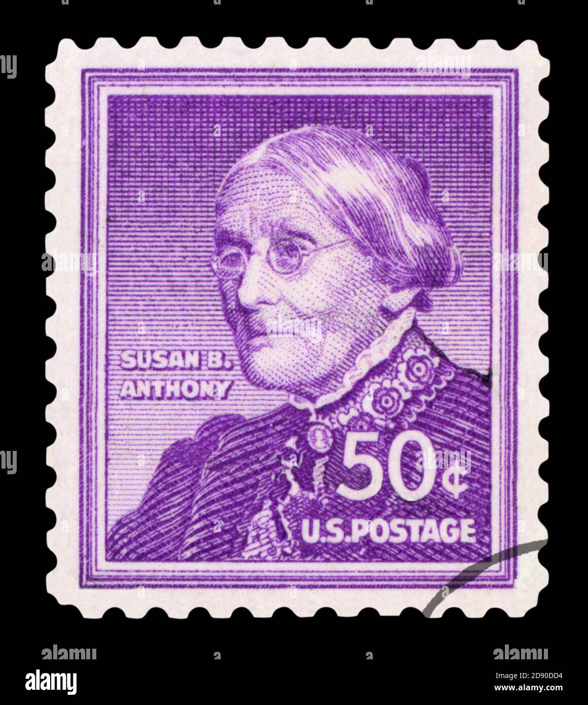 USA - UM 1955: Eine in den USA gedruckte Briefmarke zeigt Susan B. Anthony (1820-1906) Sozialreformerin und Feministin, um 1955 Stockfoto