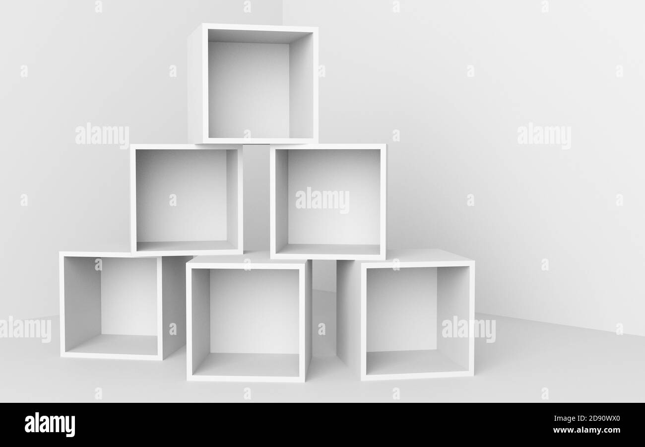 Box blank Cube weiß 3D-Illustration Stockfoto