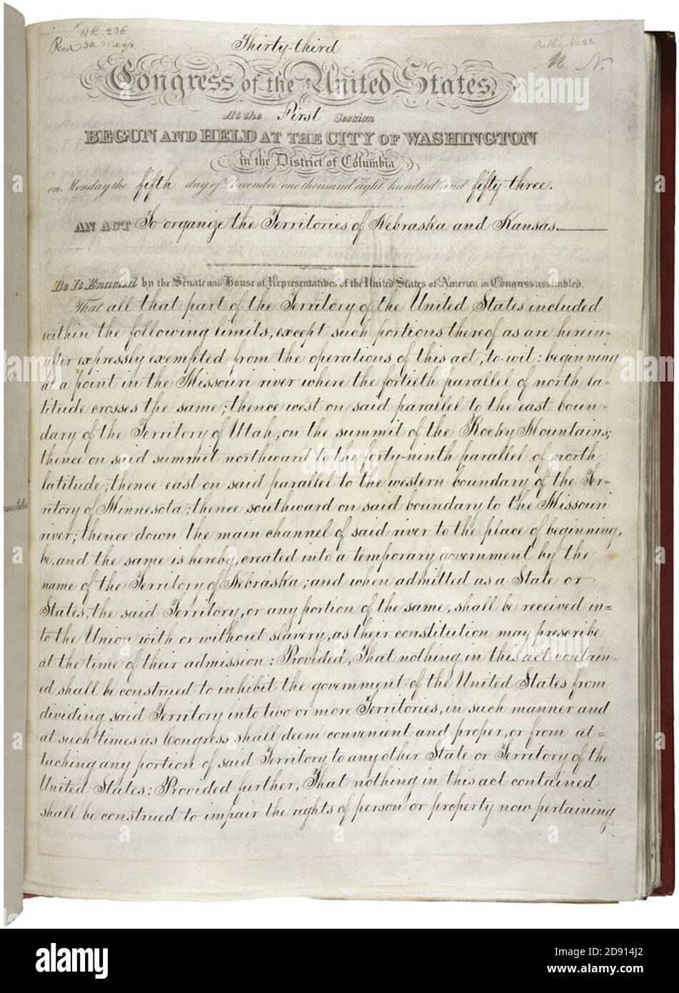 Kansas Nebraska Act von 1854, Seite 2 von 3 (5669350751). Stockfoto