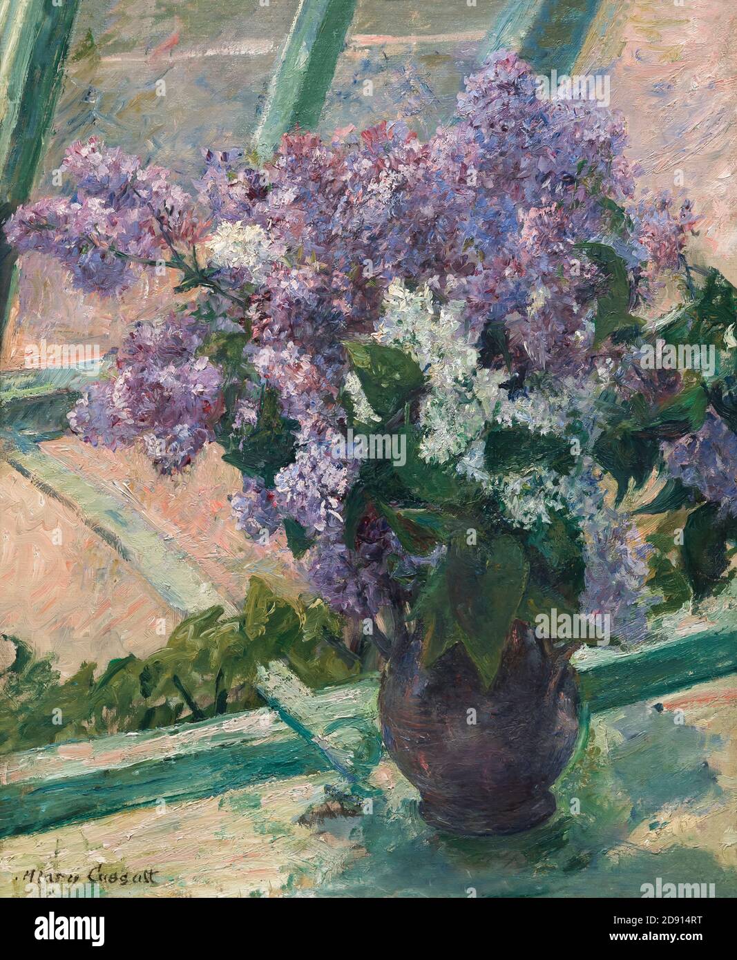 Flieder in einem Fenster, Vase de Lilas ein La Fenetre, Mary Cassatt, ca. 1880-1883, Metropolitan Museum der Kunst, Manhattan, New York City, USA, North Americ Stockfoto