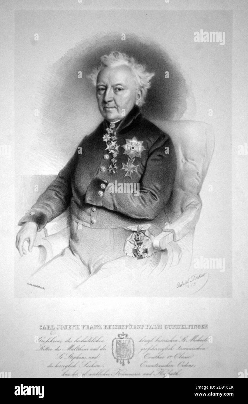 Karl Josef III Franz von Palm Gundelfingen Litho. Stockfoto