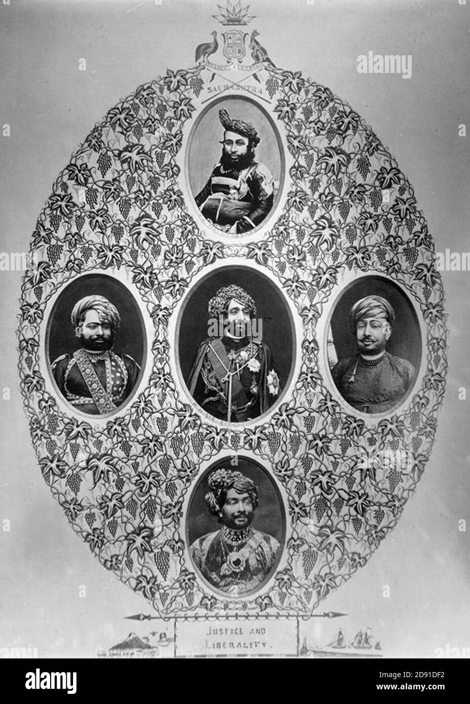 Junagadh Nawabs und Staatsbeamte, 19. Jahrhundert. Stockfoto