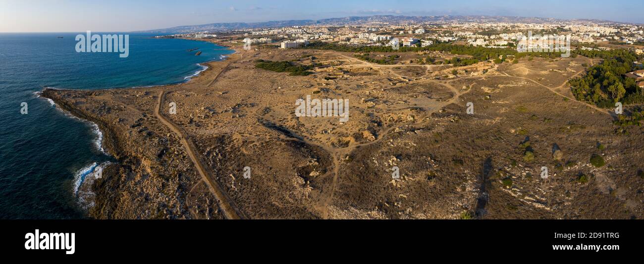 Luftaufnahme des Grabes der Könige archäologischen Park, Paphos, Zypern. Stockfoto