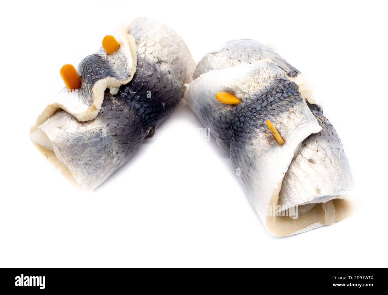 Rollmops bismarck Hering isoliert auf weißem Hintergrund Stockfoto