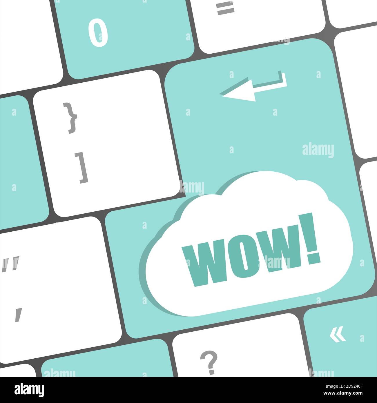 Wow Laptop-Taste auf Computer-Tastatur-Taste Stockfoto