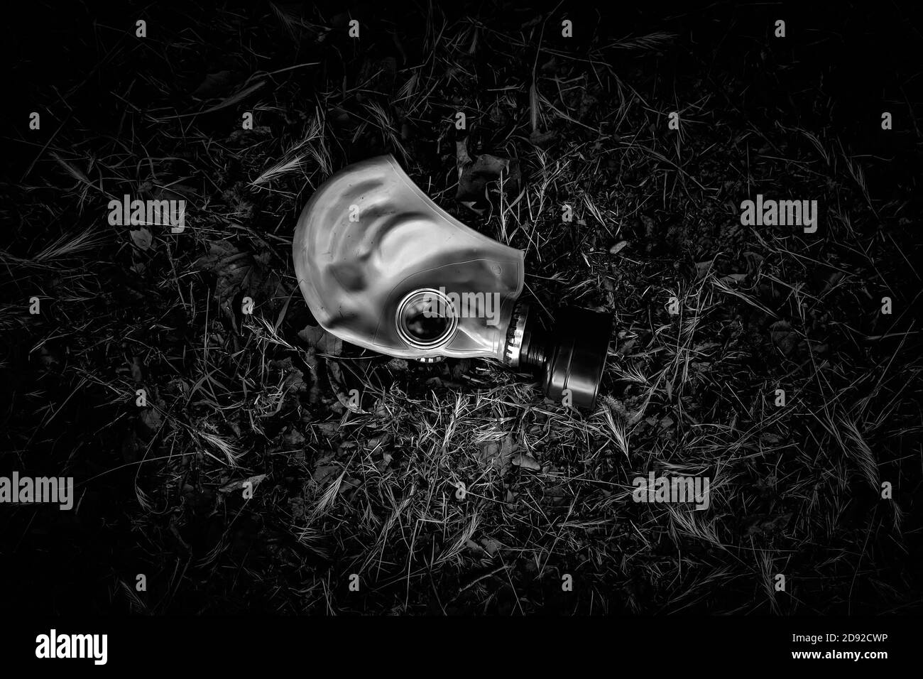 Gasmaske für Pandemie, Covid und Anthrax, bakteriologische Kriegsführung Stockfoto