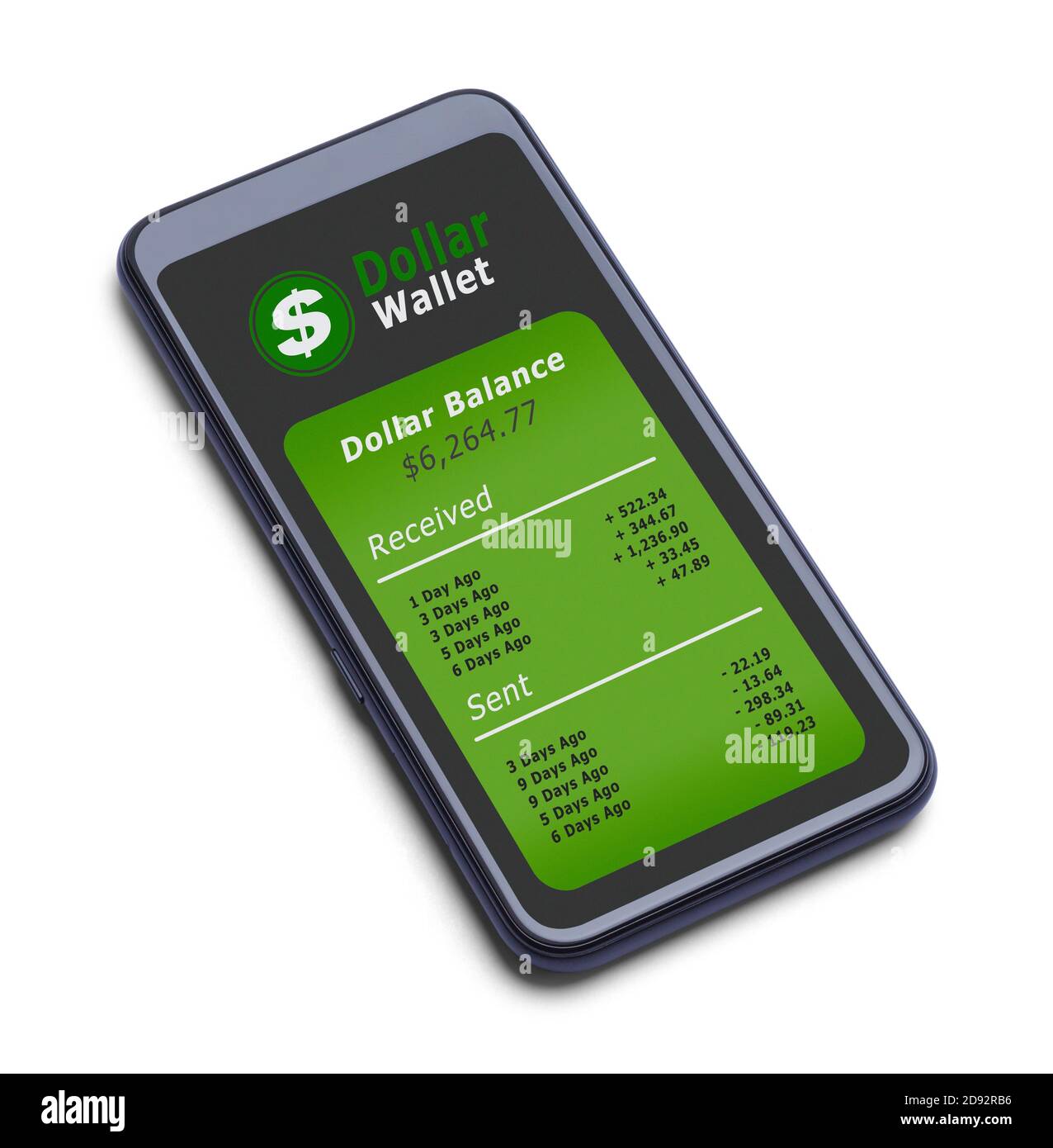 Smartphone Mit Digital Dollar Wallet Auf Weiß. Stockfoto