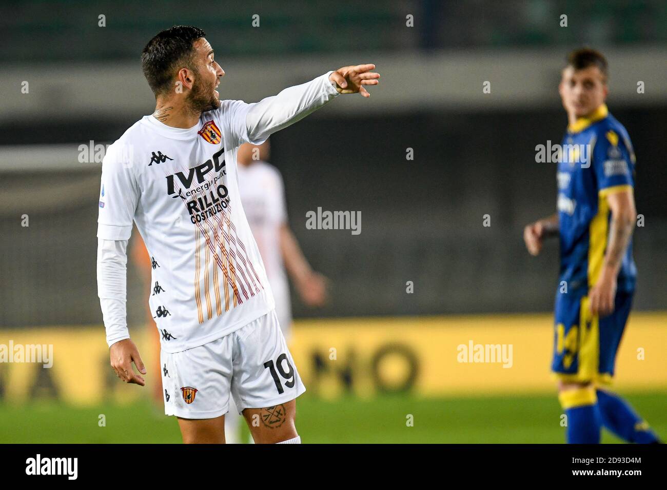 Marcantonio Bentegodi Stadion, Verona, Italien, 02 Nov 2020, Roberto Insigne (Benevento) Gesten während Hellas Verona vs Benevento Calcio, Italienische Fußball Serie A Spiel - Credit: LM/Ettore Griffoni/Alamy Live News Stockfoto