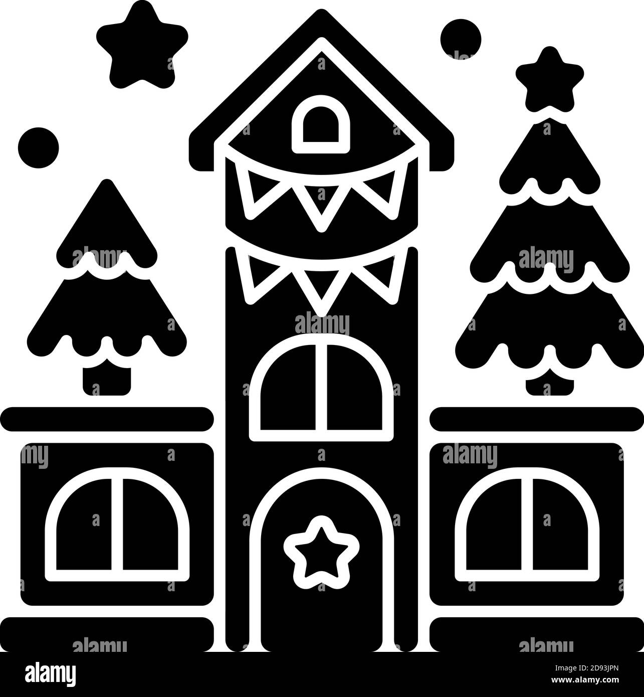 Haus Dekoration schwarze Glyphe Symbol Stock Vektor