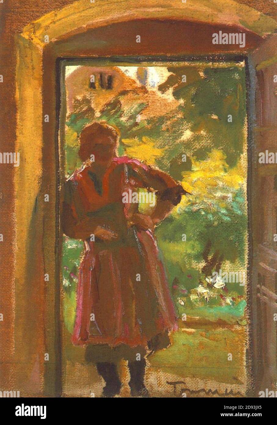 János Tornyai (1869-1936) Frau, die in einer Tür steht (ca. 1933-34). Stockfoto