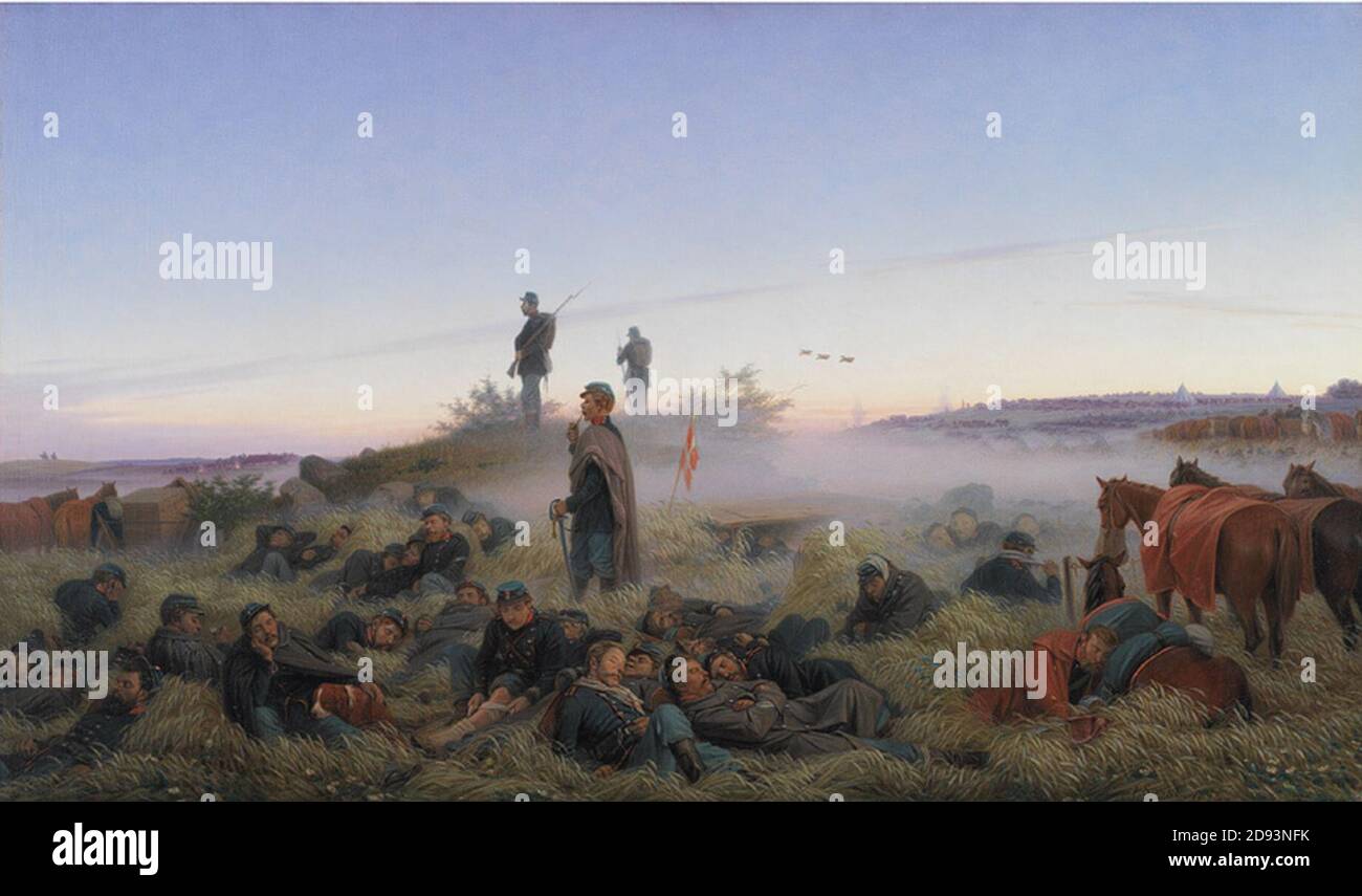 Jørgen V. Sonne - der Morgen nach der Schlacht von Isted 25. Juli 1850 Stockfoto